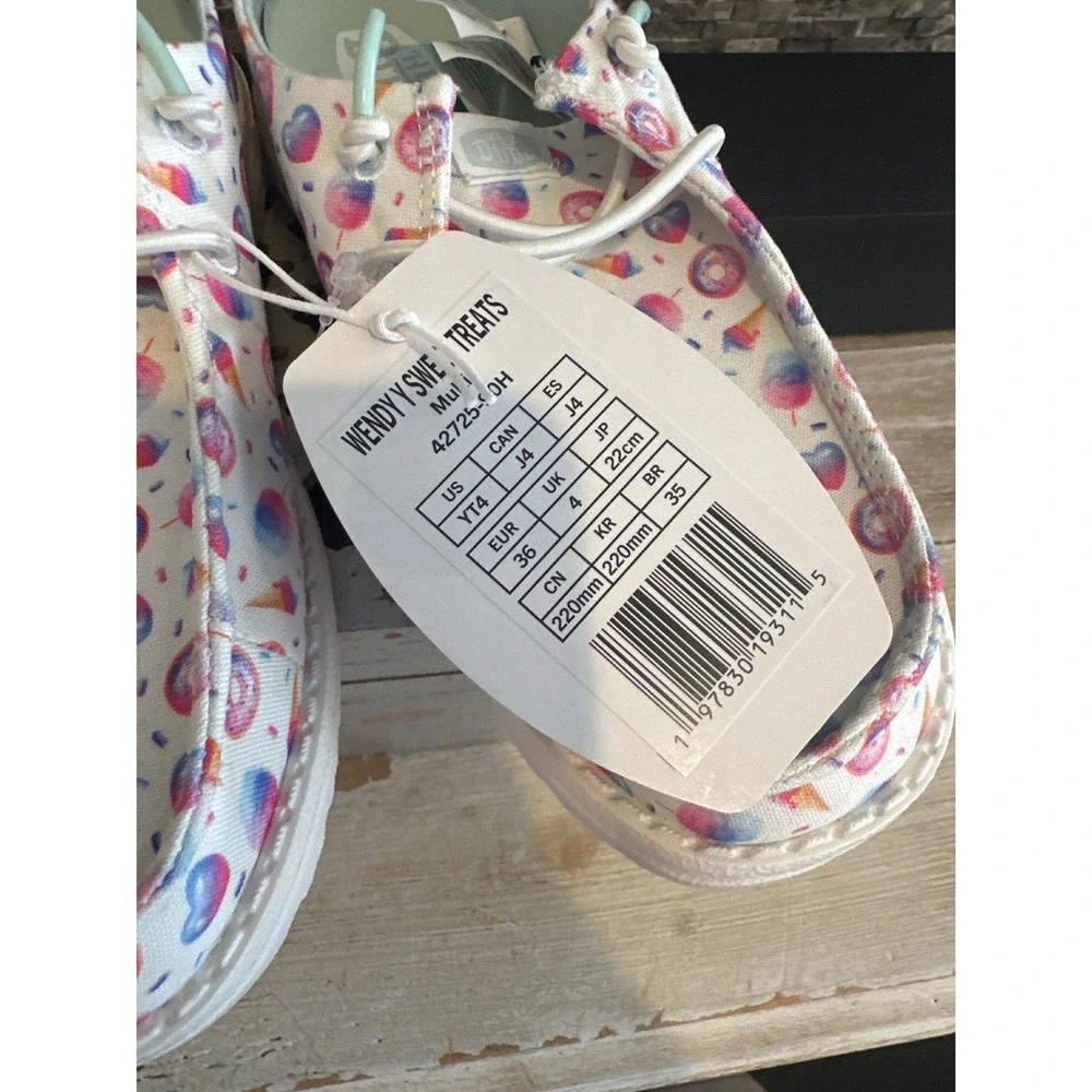 Hey Dude Wendy Youth Sweet Treats Multi Color Slip On Loafers Size YT4 42725-9DH